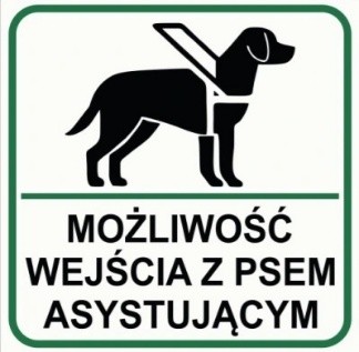 Tabliczka "Możliwość wejścia z psem asystującym" Tabliczka "Możliwość wejścia z psem asystującym"